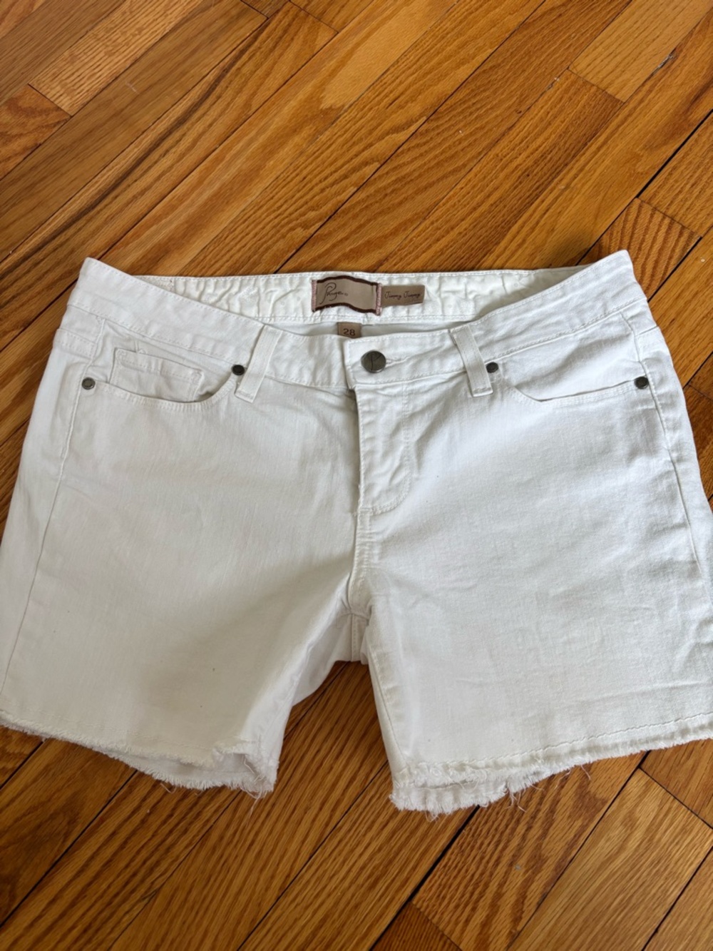 Paige White Denim Frayed Hem Women’s Shorts - Sz 28